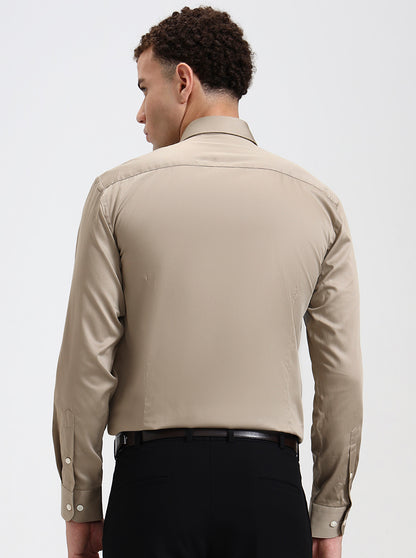 Fawn Solid Slim Fit Formal Shirt | Metal