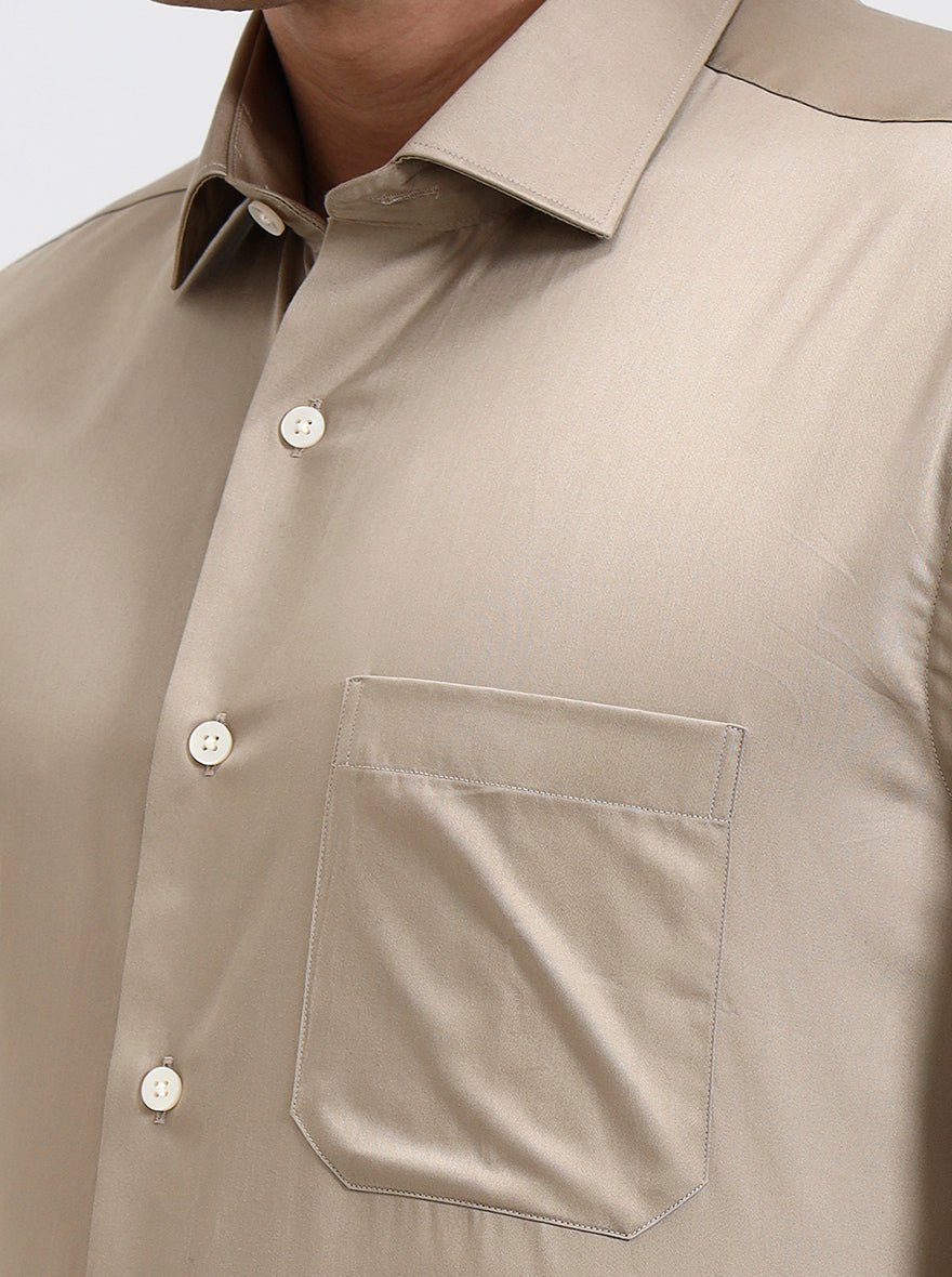 Fawn Solid Slim Fit Formal Shirt | Metal