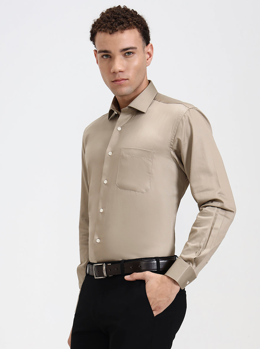 Fawn Solid Slim Fit Formal Shirt | Metal