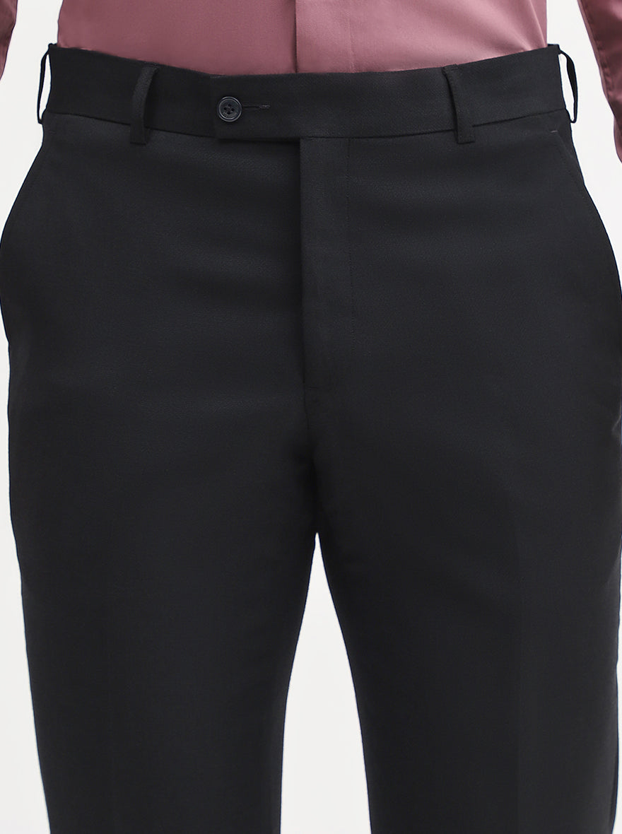 Black Solid Slim Fit Formal Trouser | JadeBlue Super Luxe