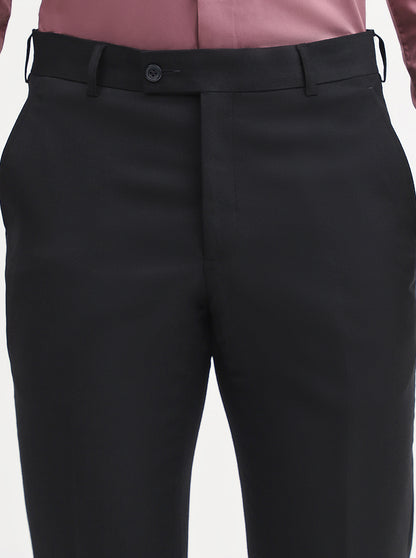 Black Solid Slim Fit Formal Trouser | JadeBlue Super Luxe