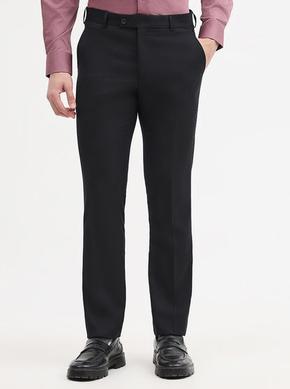 Black Solid Slim Fit Formal Trouser | JadeBlue Super Luxe