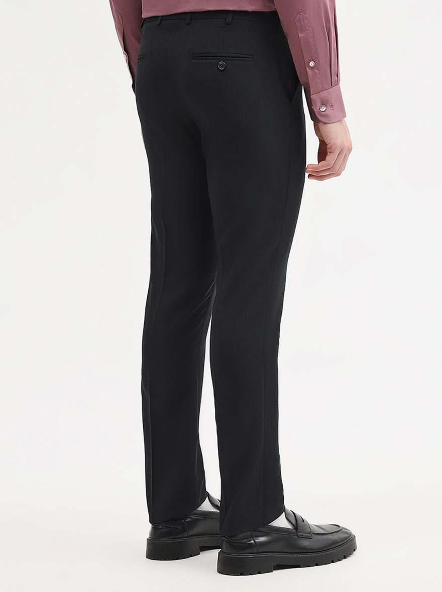 Black Solid Slim Fit Formal Trouser | JadeBlue Super Luxe