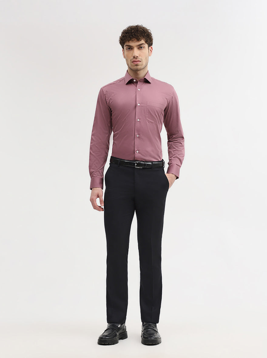 Black Solid Slim Fit Formal Trouser | JadeBlue Super Luxe