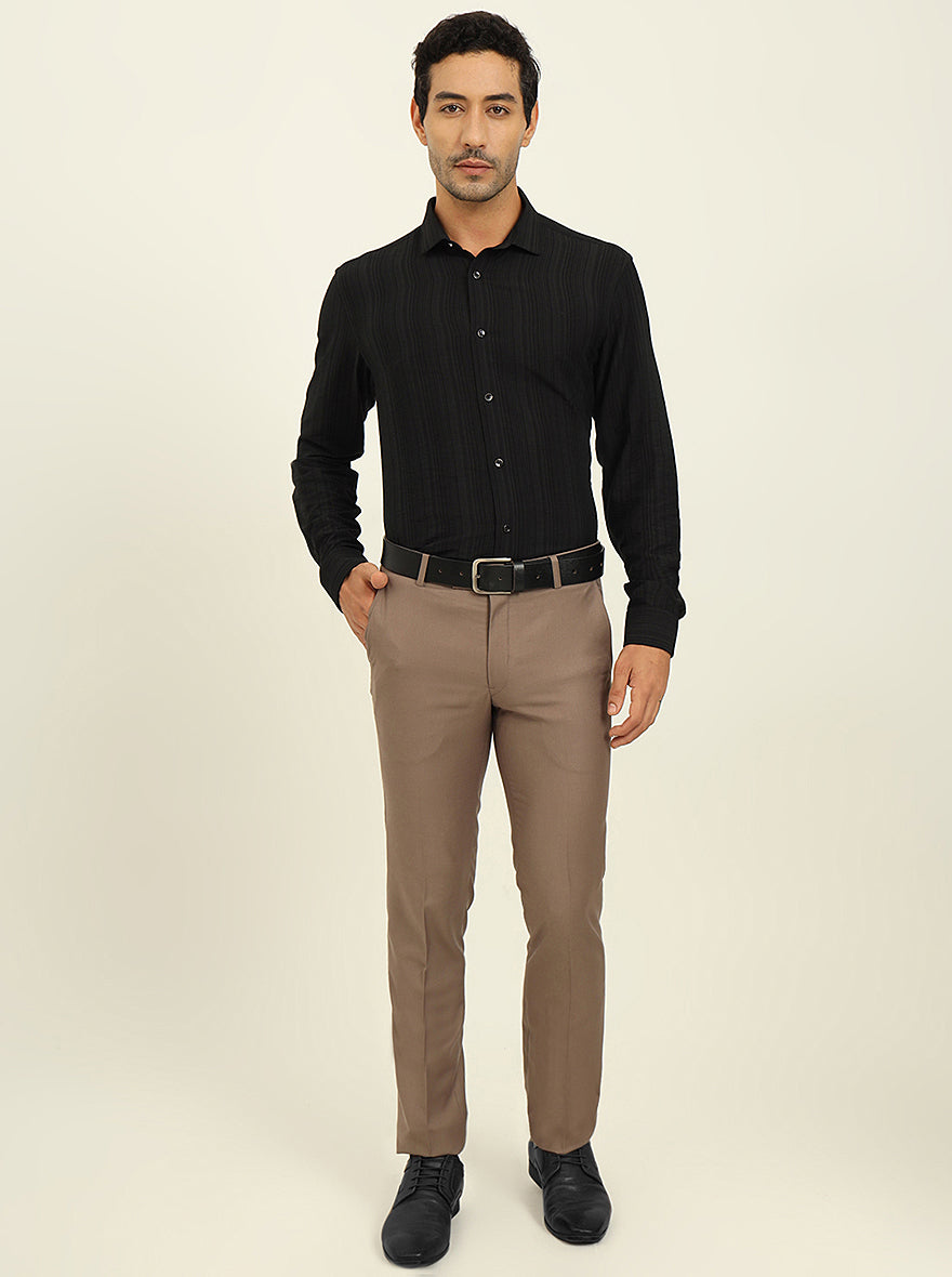 Black Striped Slim Fit Party Wear Shirt | Wyre