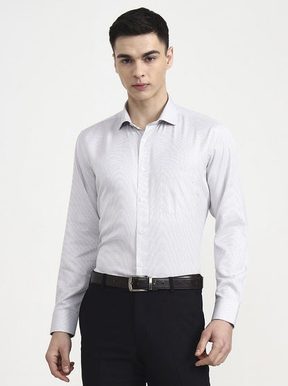 Grey Checked Regular Fit Formal Shirt | Greenfibre