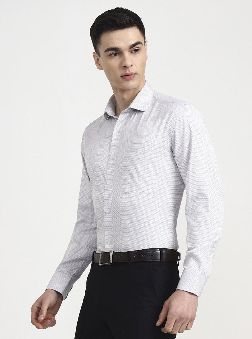 Grey Checked Regular Fit Formal Shirt | Greenfibre