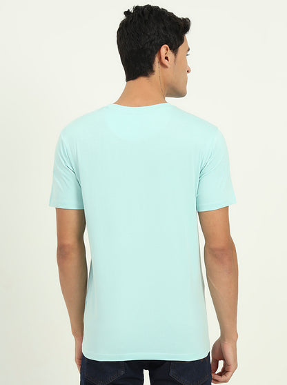 Tint Blue Printed Slim Fit T-Shirt | Greenfibre