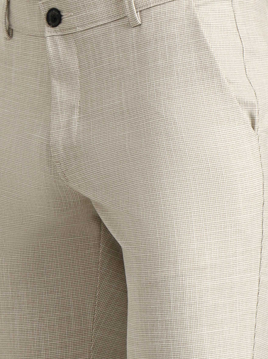 Fawn Checked Slim Fit Club Wear Trouser | Wyre