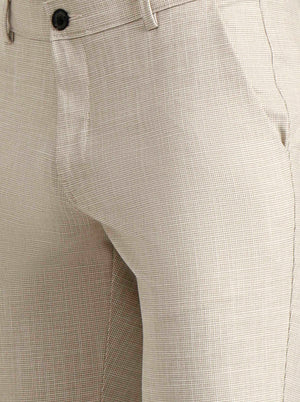 Fawn Checked Slim Fit Club Wear Trouser | Wyre