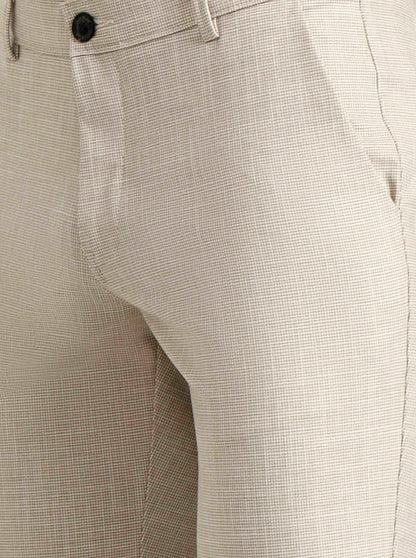 Fawn Checked Slim Fit Club Wear Trouser | Wyre