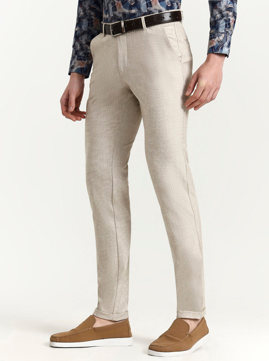 Fawn Checked Slim Fit Club Wear Trouser | Wyre
