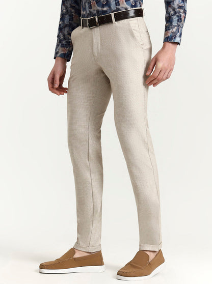 Fawn Checked Slim Fit Club Wear Trouser | Wyre