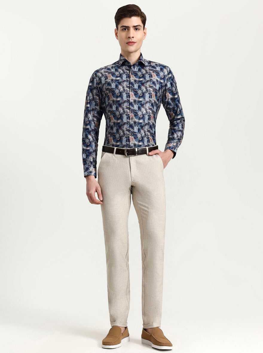 Fawn Checked Slim Fit Club Wear Trouser | Wyre