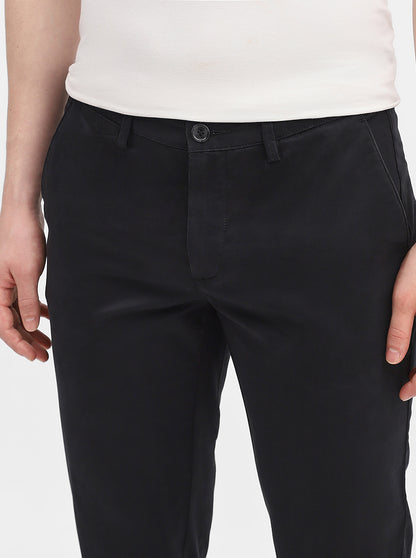 Black Solid Uno Fit Casual Trouser | JadeBlue