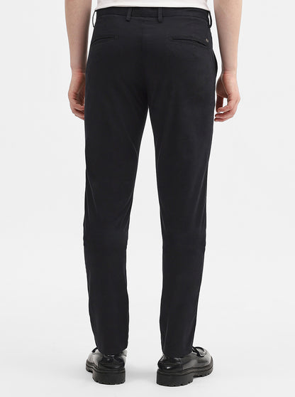 Black Solid Uno Fit Casual Trouser | JadeBlue