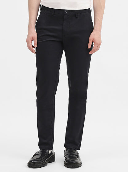 Black Solid Uno Fit Casual Trouser | JadeBlue