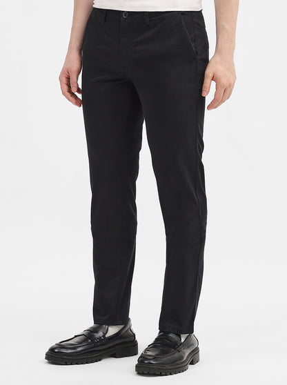 Black Solid Uno Fit Casual Trouser | JadeBlue