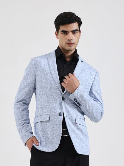 Sky Blue Solid Regular Fit Blazer | JB Studio