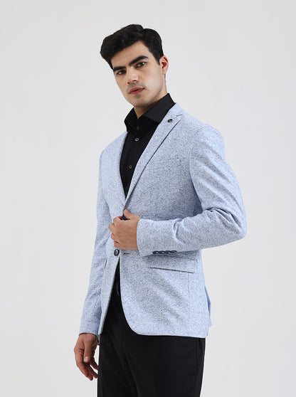 Sky Blue Solid Regular Fit Blazer | JB Studio