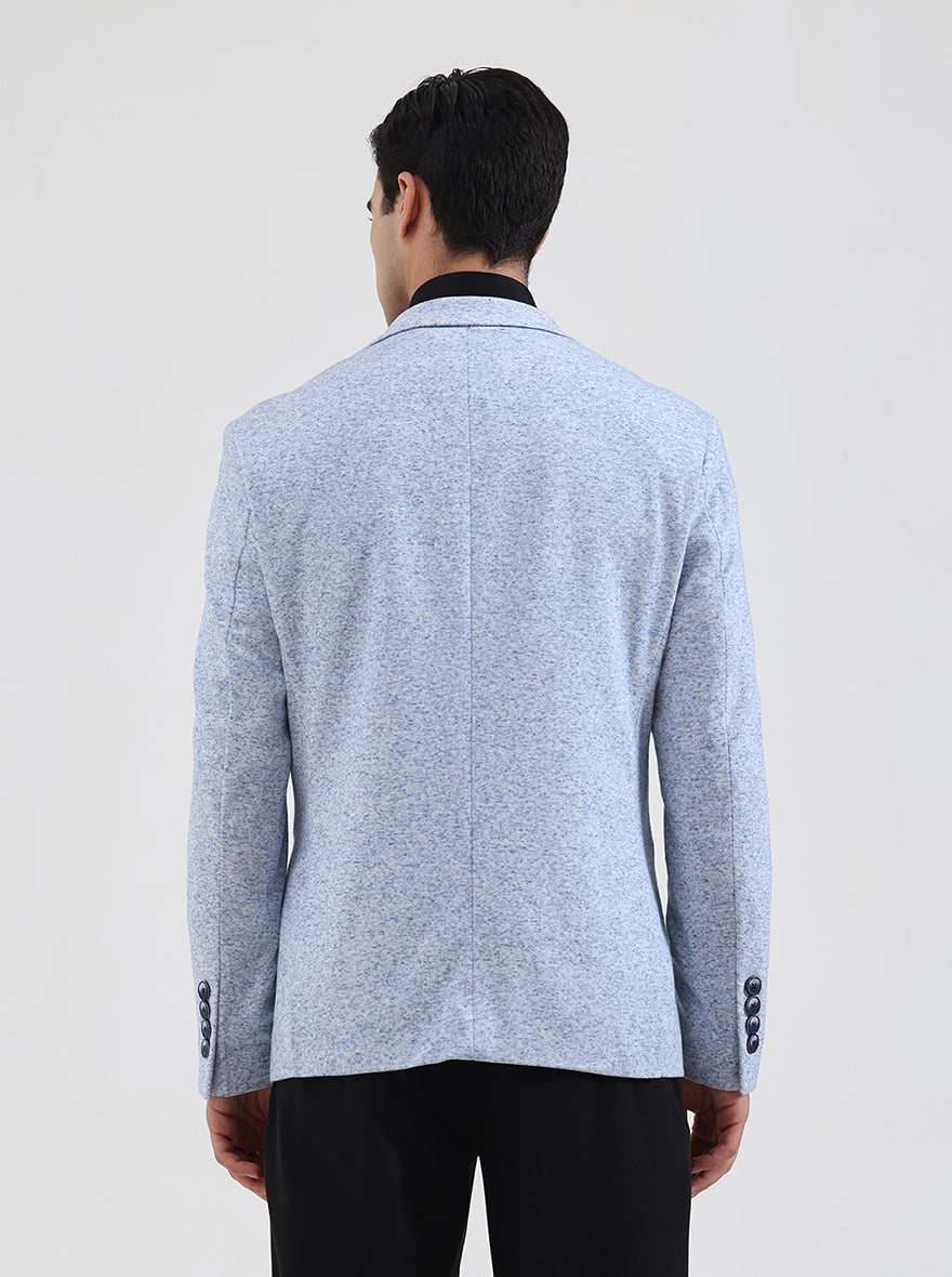 Sky Blue Solid Regular Fit Blazer | JB Studio