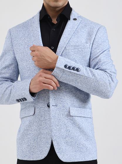 Sky Blue Solid Regular Fit Blazer | JB Studio