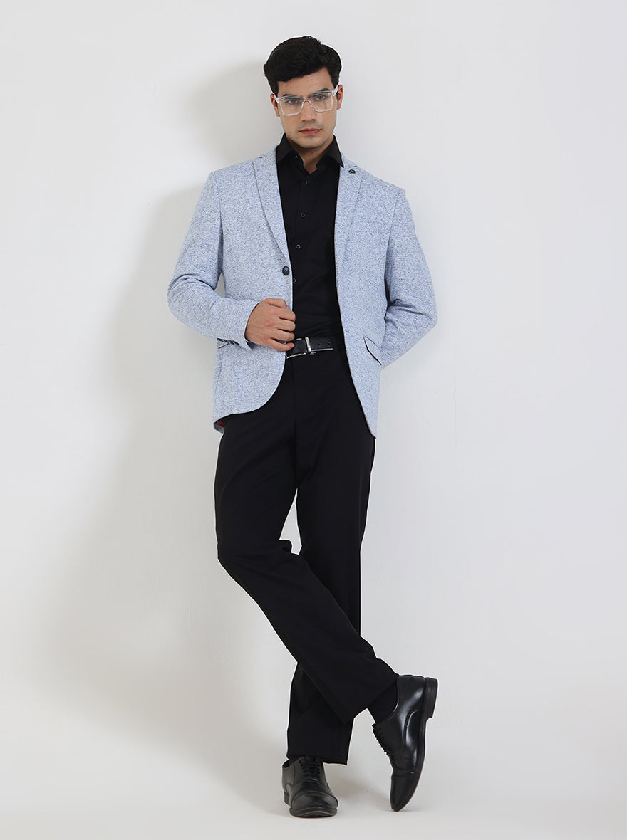 Sky Blue Solid Regular Fit Blazer | JB Studio