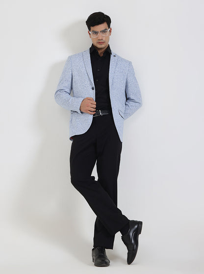 Sky Blue Solid Regular Fit Blazer | JB Studio