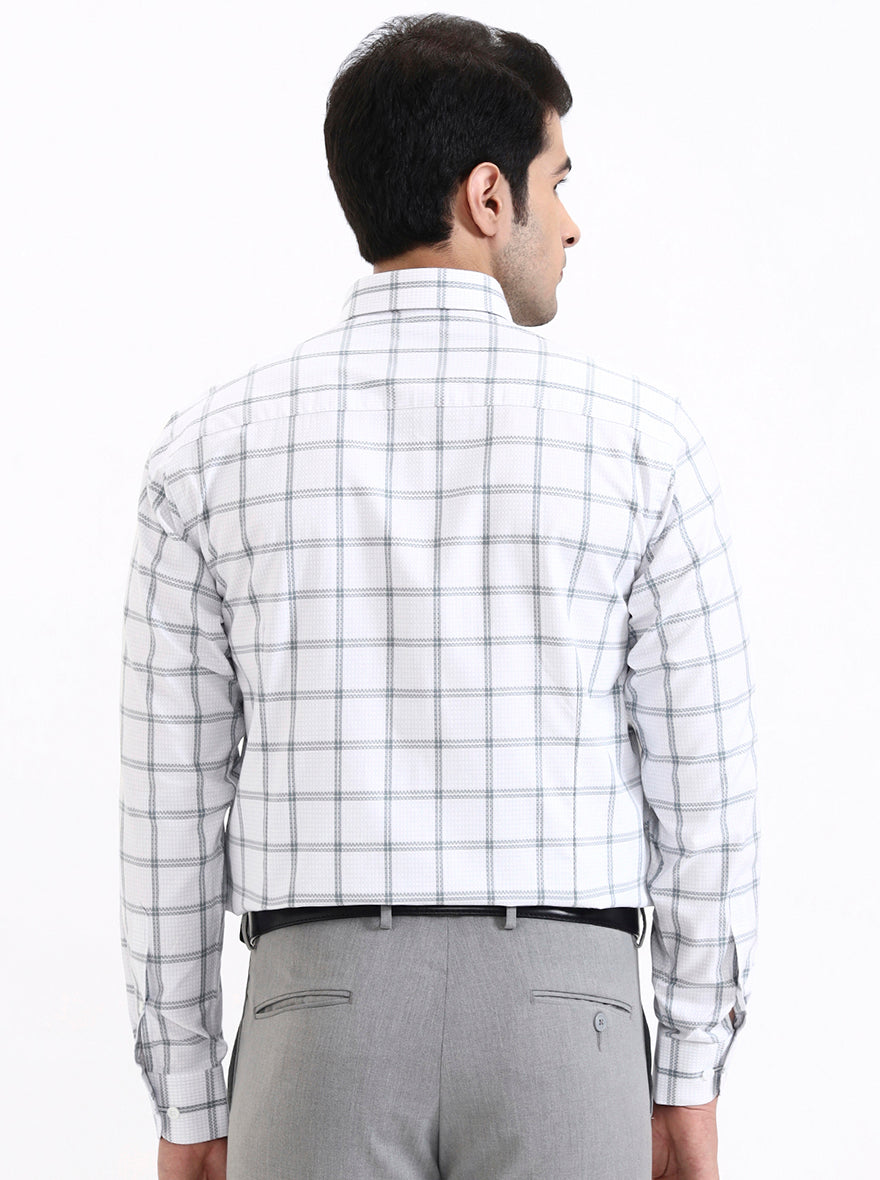 Grey Checked Slim Fit Formal Shirt | Metal
