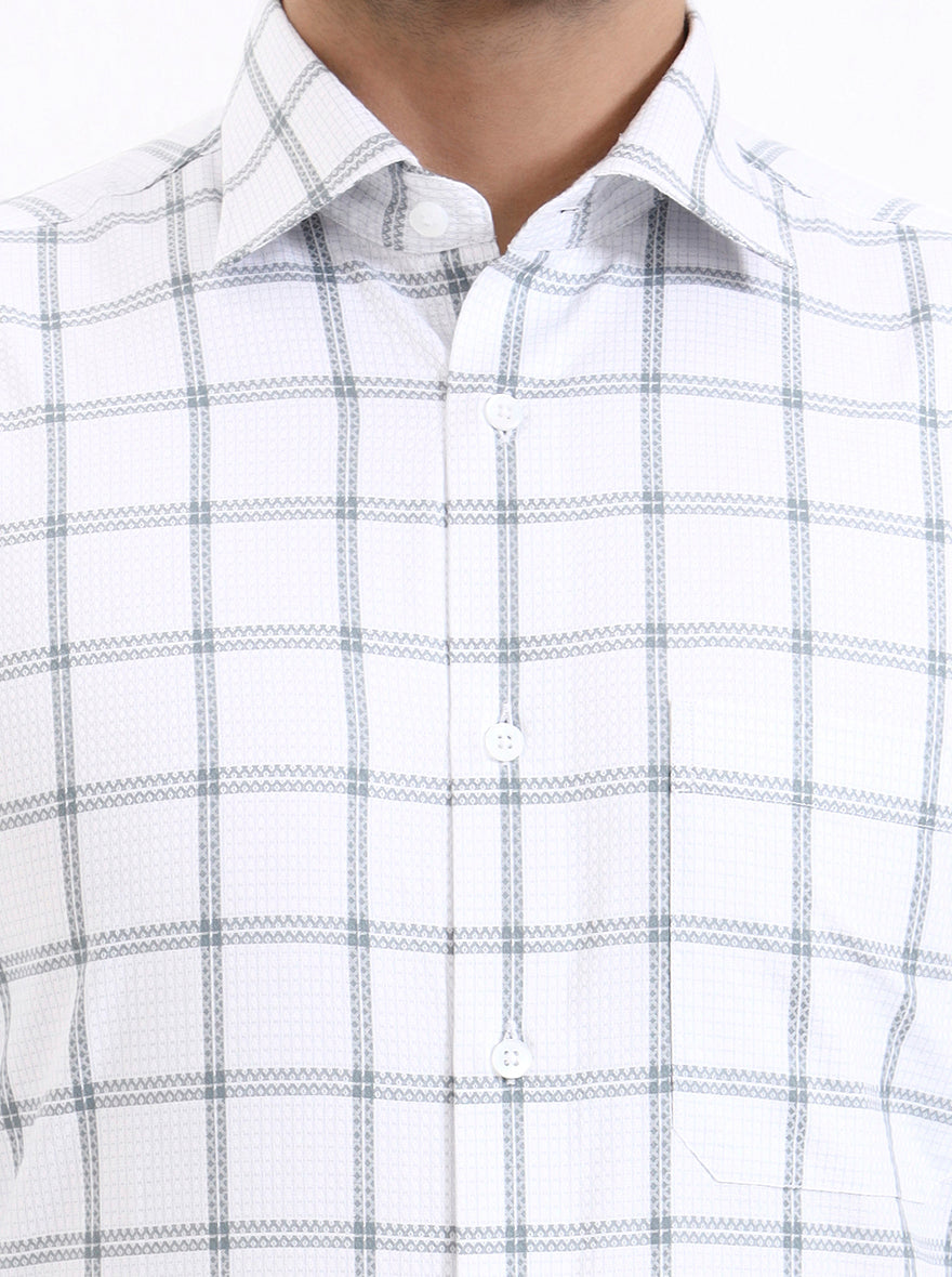 Grey Checked Slim Fit Formal Shirt | Metal