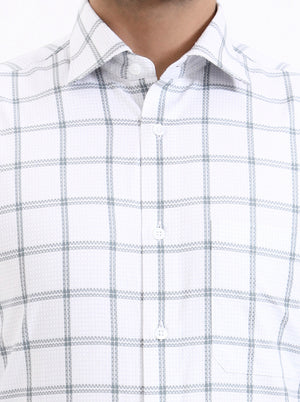 Grey Checked Slim Fit Formal Shirt | Metal