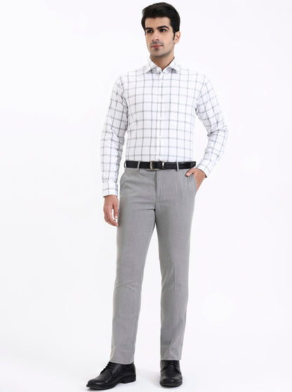Grey Checked Slim Fit Formal Shirt | Metal