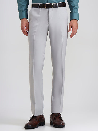 Grey Checked Slim Fit Formal Trouser | Greenfibre
