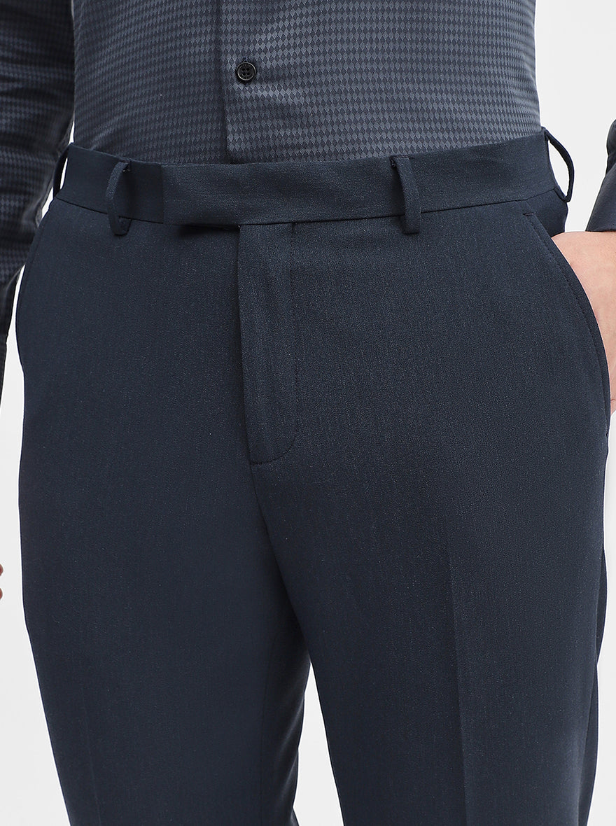 Blue Solid Super Slim Fit Formal Trouser | JadeBlue Youth