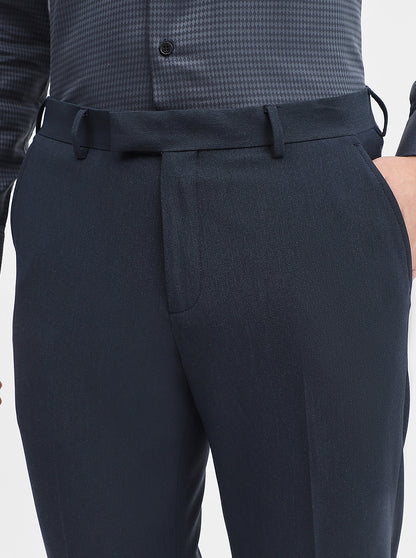 Blue Solid Super Slim Fit Formal Trouser | JadeBlue Youth