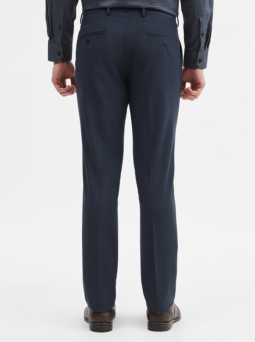 Blue Solid Super Slim Fit Formal Trouser | JadeBlue Youth