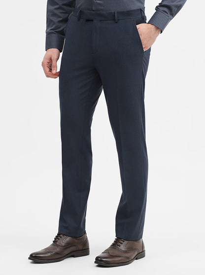 Blue Solid Super Slim Fit Formal Trouser | JadeBlue Youth