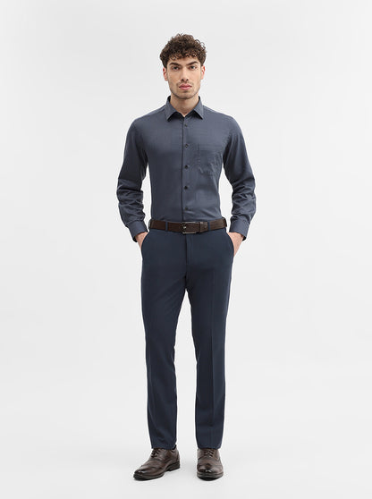 Blue Solid Super Slim Fit Formal Trouser | JadeBlue Youth