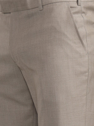 Beige Solid Regular Fit Formal Trouser | JadeBlue