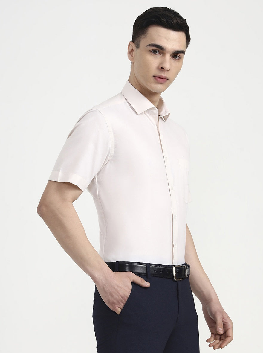 Light Fawn Solid Regular Fit Formal Shirt | Greenfibre
