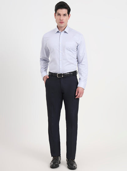 White & Blue Printed Regular Fit Formal Shirt | JadeBlue
