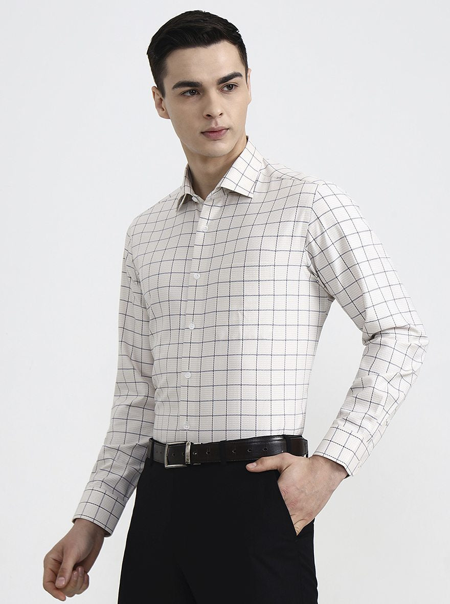 Fawn Checked Slim Fit Formal Shirt | Metal