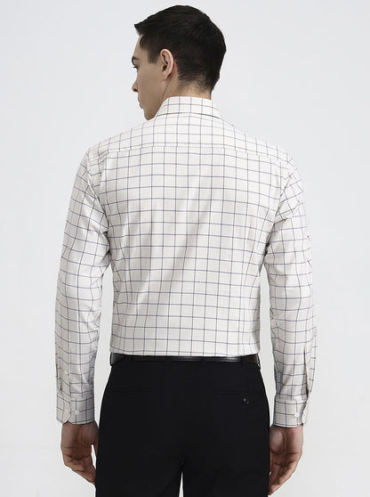 Fawn Checked Slim Fit Formal Shirt | Metal