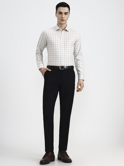 Fawn Checked Slim Fit Formal Shirt | Metal