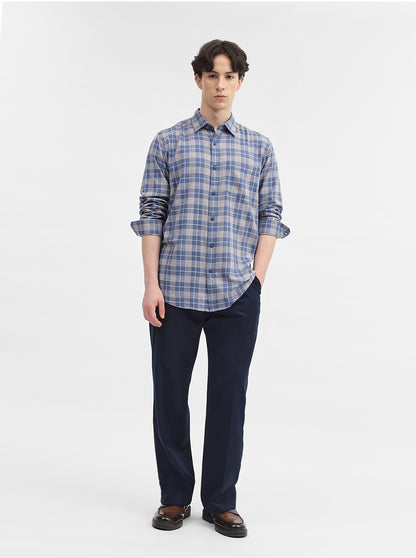 Blue Checked Slim Fit Casual Shirt | JadeBlue