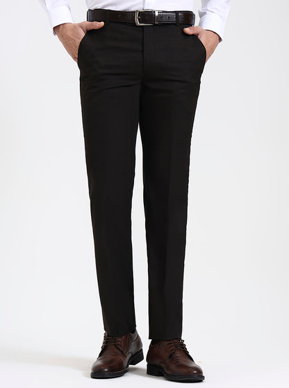 Coffee Solid Slim Fit Formal Trouser | JadeBlue Super Luxe