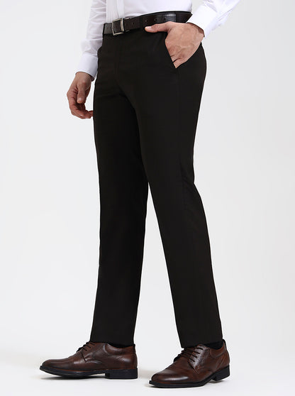 Coffee Solid Slim Fit Formal Trouser | JadeBlue Super Luxe