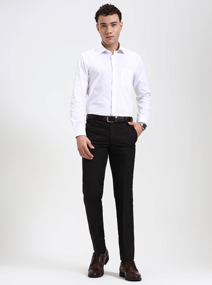Coffee Solid Slim Fit Formal Trouser | JadeBlue Super Luxe