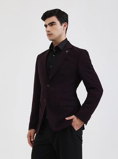 Wine Solid Regular Fit Blazer | Wyre