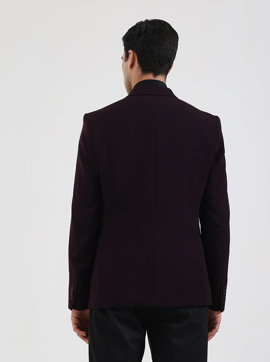 Wine Solid Regular Fit Blazer | Wyre